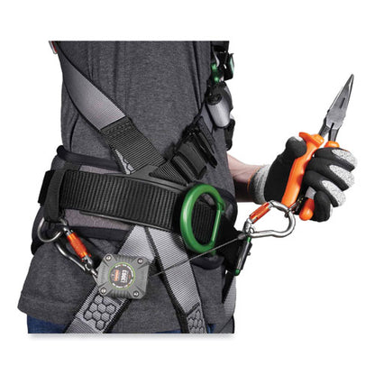 Squids 3003 Retractable Lanyard With Two Carabiners, 2 Lb Max Working Capacity, 8" To 48"long, Gray