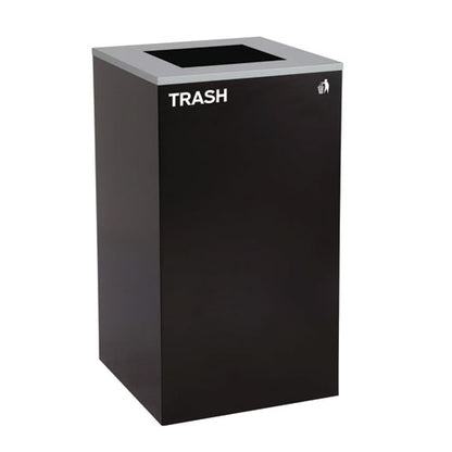 29 Gallon Trash/recycling Cans, Steel, Blue Mixed Recycling Can With Square Lid, Black Trash Can With Square Lid