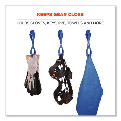 Squids 3400 Glove Clip Holder With Dual Clips, 1 X 1 X 6.5, Acetal Copolymer, Blue, 100/carton