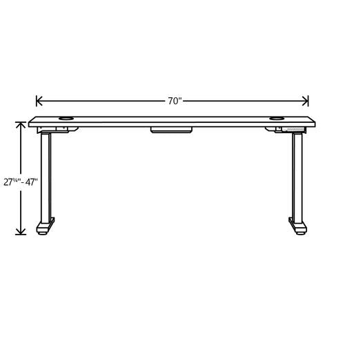 Coordinate Height Adjustable Desk Bundle 2-stage, 70" X 22" X 27.75" To 47", Silver Mesh\silver