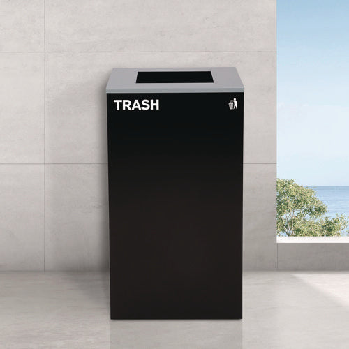 29 Gallon Trash/recycling Cans, Steel, Black Trash Can With Square Lid