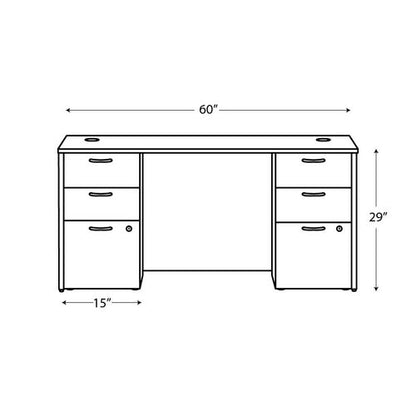 Mod Double Pedestal Desk Bundle, 60" X 30" X 29", Sepia Walnut