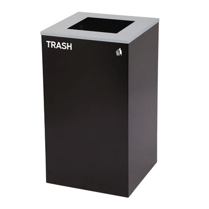 29 Gallon Trash/recycling Cans, Steel, Blue Recycling Can With Square Lid, Black Trash Can With Square Lid