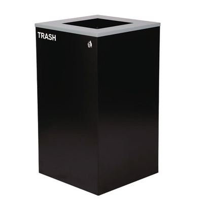 29 Gallon Trash/recycling Cans, Steel, Blue Recycling Can With Square Lid, Black Trash Can With Square Lid