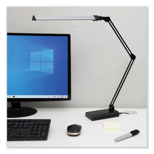 Led Ultra Slim Lamp With Swing Arm, 21.5" High, Black/silver