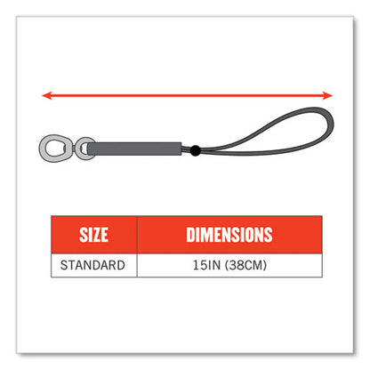 Squids 3713 Elastic Loop Tool Tails With Swiveling D-rings, 10 Lb Max Working Capacity, 15" Long, 3/pack, 20 Packs/carton