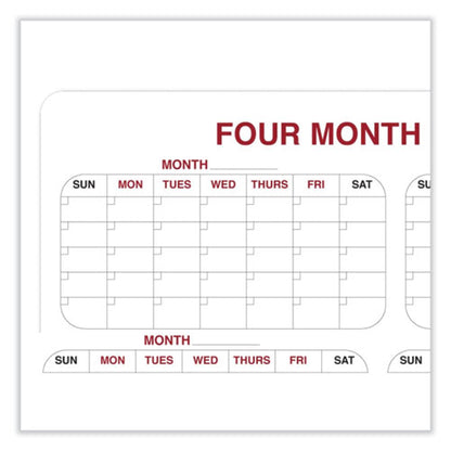 4 Month Whiteboard Calendar With Radius Corners, Planning/scheduling Calendar, 36" X 24", White/red/black Surface