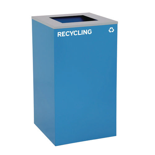 29 Gallon Trash/recycling Cans, Steel, Blue Recycling And Black Trash Cans W/square Lid, Green Mixed Recycling Can Mixed Lid