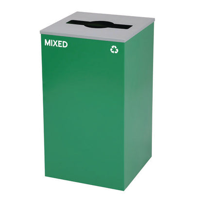 29 Gallon Trash/recycling Cans, Steel, Blue Recycling And Black Trash Cans W/square Lid, Green Mixed Recycling Can Mixed Lid