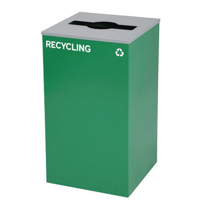 29 Gallon Trash/recycling Cans, Steel, Green Recycling Can With Mixed Lid, Black Trash Can With Square Lid