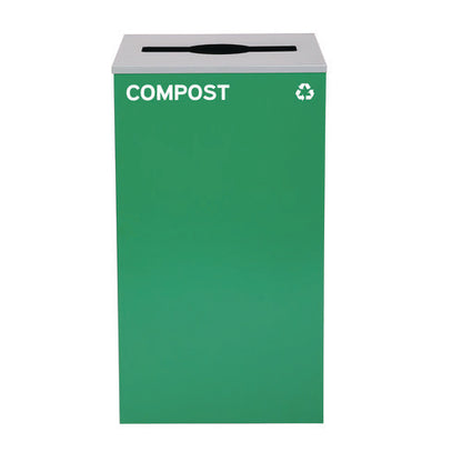 29 Gallon Trash/recycling Cans, Steel, Blue Recycling Can And Black Trash Can W/square Lids, Green Compost Can With Mixed Lid