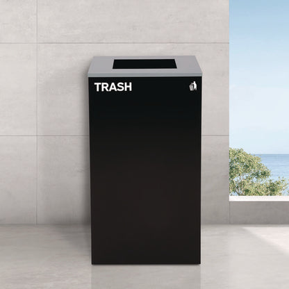 29 Gallon Trash/recycling Cans, Steel, Blue Recycling Can/mixed Lid, Green Compost Can And Black Trash Can With Square Lids