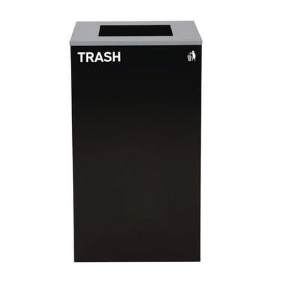 29 Gallon Trash/recycling Cans, Steel, Green Mixed Recycling Can With Mixed Lid, Black Trash Can With Square Lid