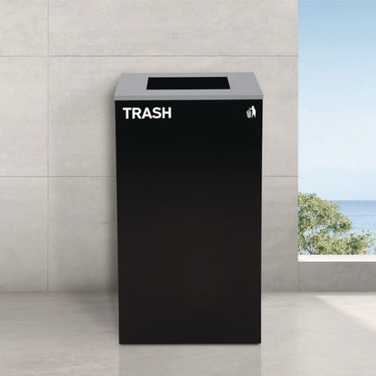 29 Gallon Trash/recycling Cans, Steel, Green Mixed Recycling Can With Mixed Lid, Black Trash Can With Square Lid