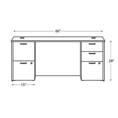 Mod Double Pedestal Desk Bundle, 66" X 30" X 29", Sepia Walnut