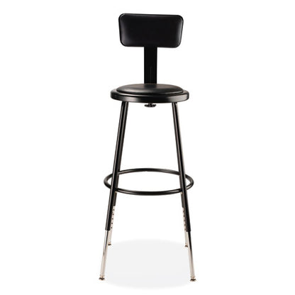 6400 Series Height Adj Heavy Duty Vinyl Steel Stool W/backrest, Supports 300 Lb, 25"-33" Seat Ht, Black