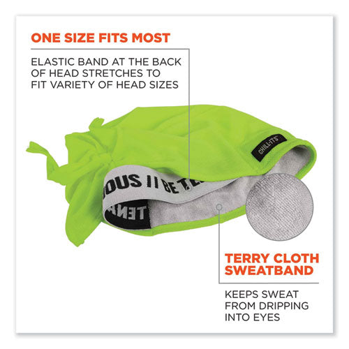 Chill-its 6615 High-performance Bandana Doo Rag With Terry Cloth Sweatband, One Size Fits Most, Lime