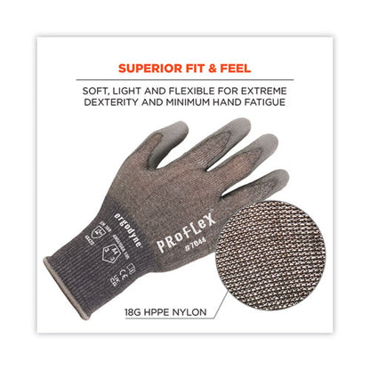 Proflex 7044 Ansi A4 Pu Coated Cr Gloves, Gray, Large, 12 Pairs/pack