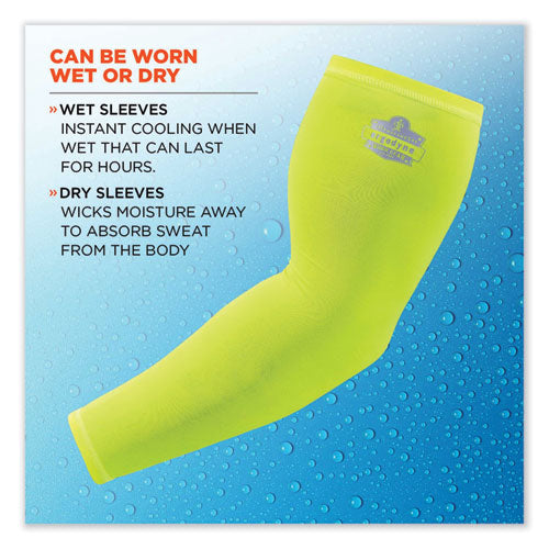 Chill-its 6690 Performance Knit Cooling Arm Sleeve, Polyester/spandex, Large, Lime, 2 Sleeves