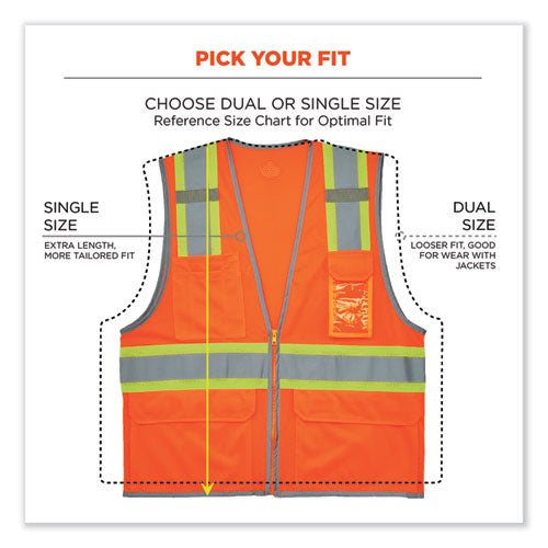 Glowear 8246z-s Single Size Class 2 Two-tone Mesh Vest, Polyester, Medium, Orange