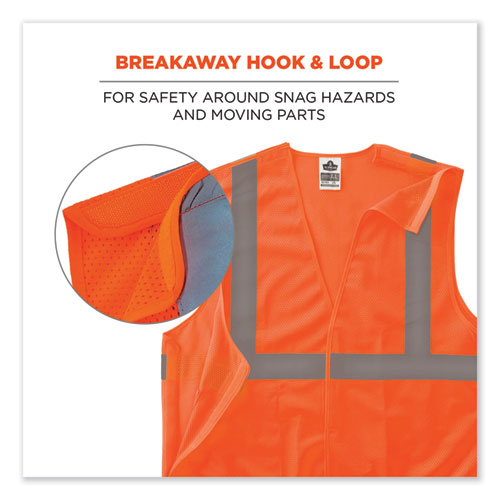 Glowear 8215ba-s Single Size Class 2 Economy Breakaway Mesh Vest, Polyester, Large, Orange