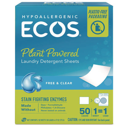 Liquidless Laundry Detergent Sheets, Free And Clear, 50 Sheets/pack, 10 Packs/carton