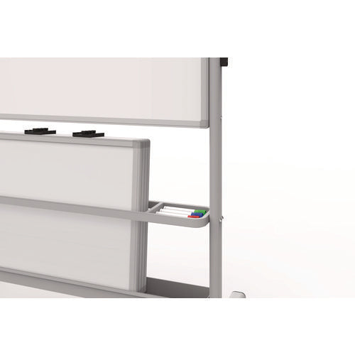 Mobile Collaboration Station Whiteboard With 4 Attachable Marker Boards, 40.4" X 48.6", White Surface, Silver Aluminum Frame