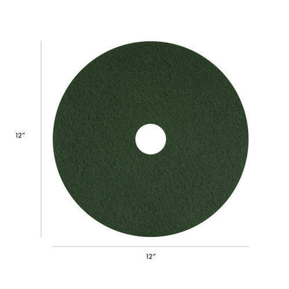 Scrubbing Pads, 12" Diameter, Green, 5/carton