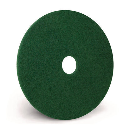 Scrubbing Pads, 12" Diameter, Green, 5/carton