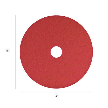 Buffing Pads, 15" Diameter, Red, 5/carton