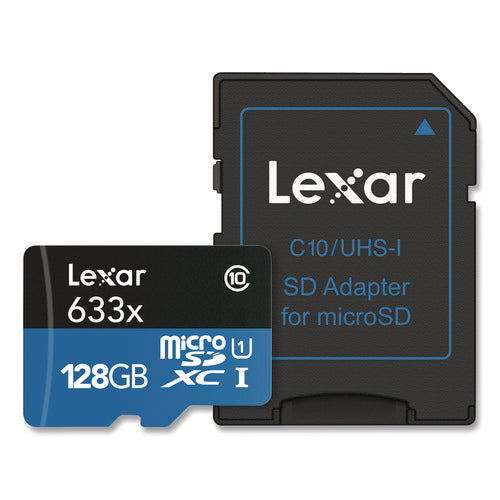 High Performance Blue Series Microsdxc Memory Card With Adapter, Uhs-i V30 U1 Class 10, 128 Gb, 2/pack