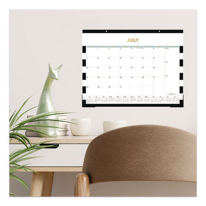 Day Designer Rugby Stripe Desk Pad Calendar, 22 X 17, White/black Sheets, 12-month (jan To Dec): 2025