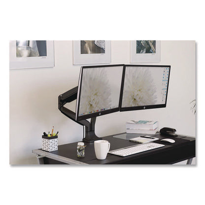 Dual Monitor Gas-spring Mounting Arm, For 13" To 32" Monitors, 360 Degree Rotation, +/-45 Degree Tilt, Black, Supports 20 Lb