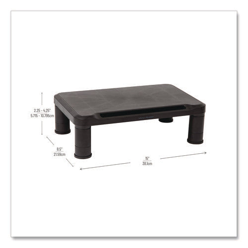 Adjustable Rectangular Monitor Stand, 14.5" X 10.5" X 2.5" To 5.25", Black, Supports 50 Lb, 2/pack