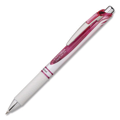 Energel Rtx Deluxe Gel Pen, Retractable, Medium 0.7 Mm, Black Ink, Pearl/translucent Pink Barrel, Dozen