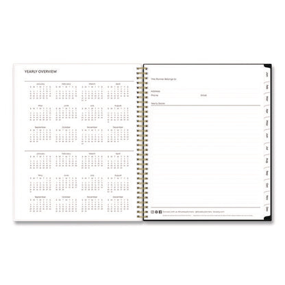 Baccara Dark Create-your-own Cover Weekly/monthly Planner, Floral, 11 X 8.5, Gray/white/gold Cover, 12-month (jan-dec): 2025