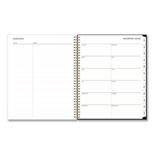 Baccara Dark Create-your-own Cover Weekly/monthly Planner, Floral, 11 X 8.5, Gray/white/gold Cover, 12-month (jan-dec): 2025