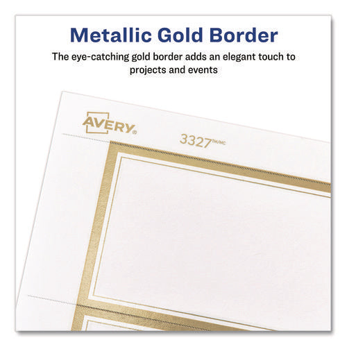 Matte White Metallic Gold Border Tent Cards, 3.5 X 2, 4 Cards/sheet, 20 Sheets/pack