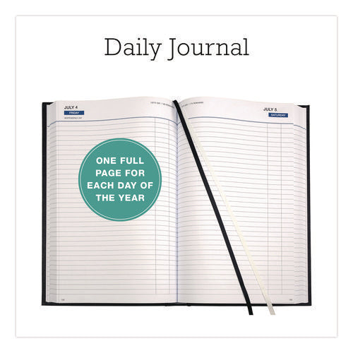 Classic Hardbound Daily Planner, 12.5 X 8, Black/gold Cover, 12-month (jan To Dec): 2025