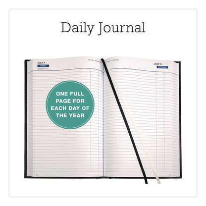 Classic Hardbound Daily Planner, 12.5 X 8, Black/gold Cover, 12-month (jan To Dec): 2025