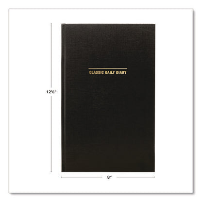 Classic Hardbound Daily Planner, 12.5 X 8, Black/gold Cover, 12-month (jan To Dec): 2025