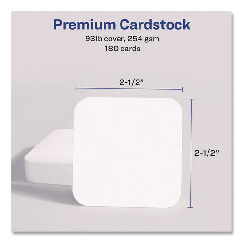 Clean Edge Square Cards, Inkjet, 2.5 X 2.5, 180 Cards, 9 Cards/sheet, 20 Sheets/pack