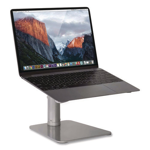 Adjustable Height Laptop Riser, 10" X 10.5" Platform, Silver/black, Supports Up To 33 Lbs