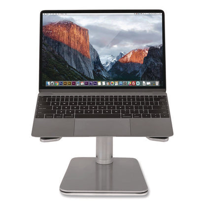 Adjustable Height Laptop Riser, 10" X 10.5" Platform, Silver/black, Supports Up To 33 Lbs