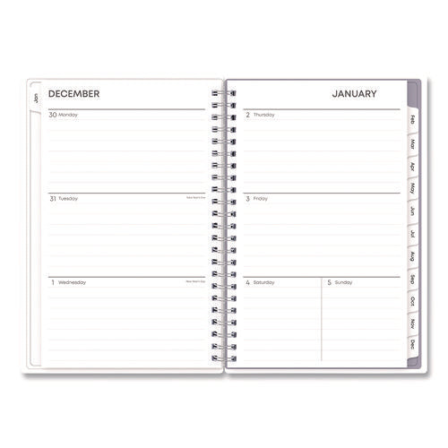 Rue Du Flore Weekly/monthly Planner, Floral Artwork, 8 X 5, Jade/lavender Cover, 12-month (jan To Dec): 2025