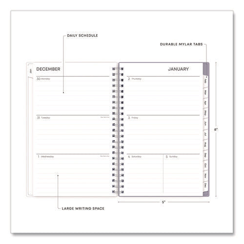 Rue Du Flore Weekly/monthly Planner, Floral Artwork, 8 X 5, Jade/lavender Cover, 12-month (jan To Dec): 2025