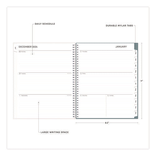 Amitza Weekly/monthly Planner, Abstract Artwork, 11 X 8.5, Blue/gray/white Cover, 12-month (jan To Dec): 2025