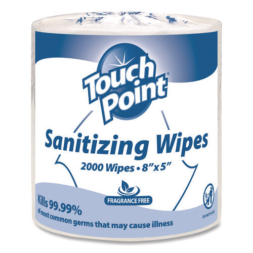 Hand Sanitizing Wipes Refill, 5 X 8, Fragrance Free, White, 2,000 Wipes/roll, 2 Rolls/carton