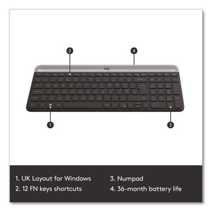 Mk470 Slim Wireless Keyboard And Mouse Combo, 2.4 Ghz/33 Ft Wireless Range, Graphite