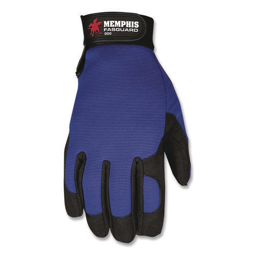 Memphis Gloves Fasguard Clarino Synthetic Leather Palm Multi-task Gloves, Blue/black, Large